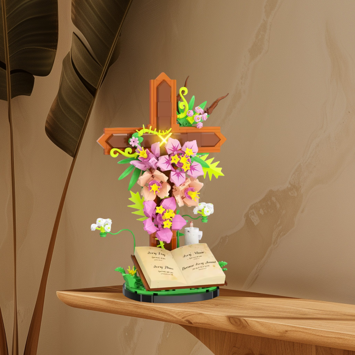 Floral Cross and Bible MOC Set