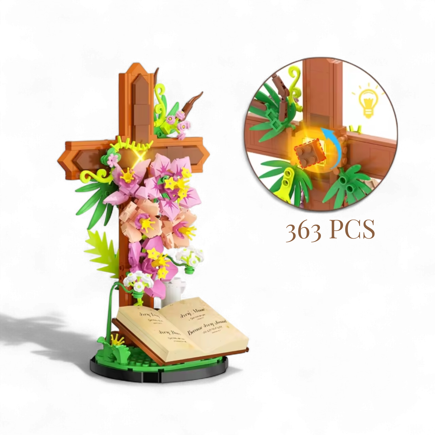 Floral Cross and Bible MOC Set