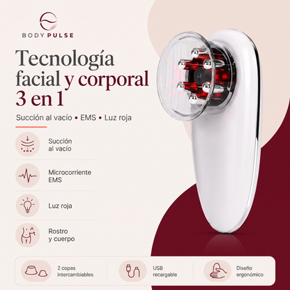 Dispositivo 3 en 1 EMS, Succión y Luz Roja